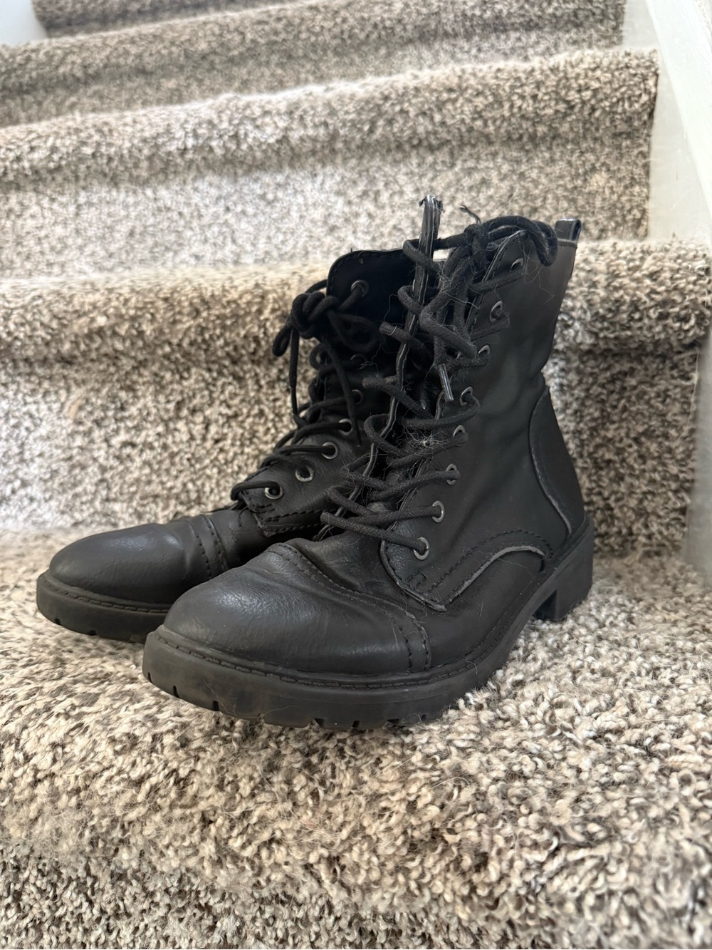 Black Lace-Up Combat Boots